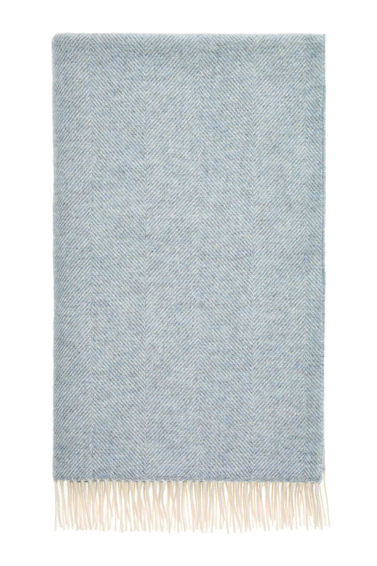 Herringbone Teal Throw - Pure New Wool - 140x185 - Bronte by Moon Scotland