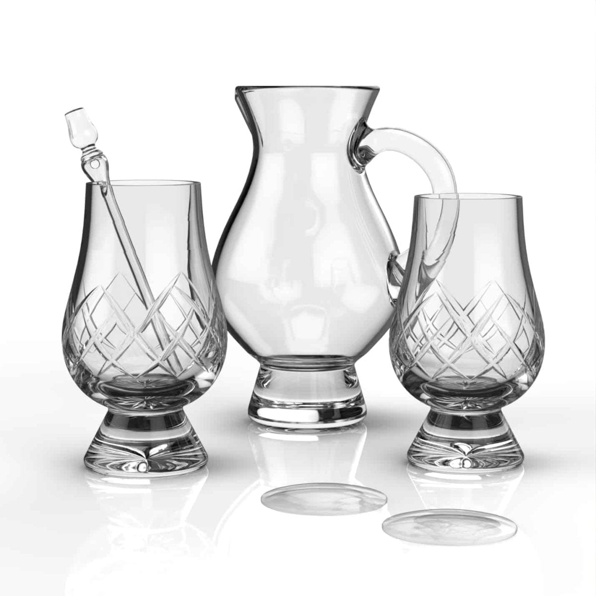 MoodCompanyNL - Combinatieset van 2 Cut whiskyglazen 1 Waterkaraf 2 Kijkglazen en Pipette - Glencairn Crystal Scotland - 6095635478427