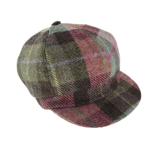 MoodCompanyNL - Dames Cap Gedempt Groen & Paars Tartan - one size - Harris Tweed - Glen Appin of Scotland - 5061035012524