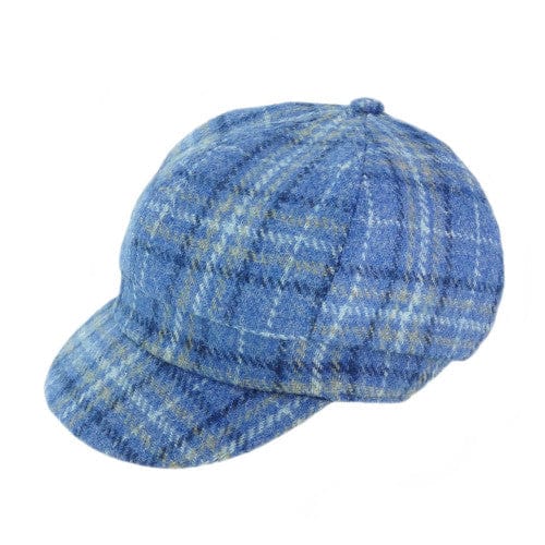 MoodCompanyNL - Dames Cap Lichtblauw Geruit - one size - Harris Tweed - Glen Appin of Scotland - 5060959026570