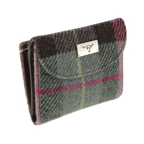 MoodCompanyNL - Dames Portemonnee Jura Gedempt Groen & Paars Tartan - Harris Tweed - Glen Appin of Scotland - 5060959028055