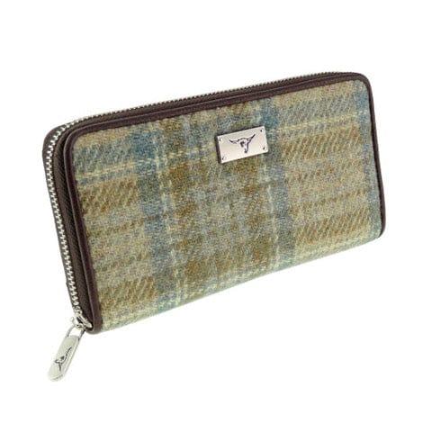 Mood Company - Dames Portemonnee Staffa Beige Stewart en zacht Groen - Harris Tweed - muntvak met rits - Glen Appin of Scotland - 5060959027751