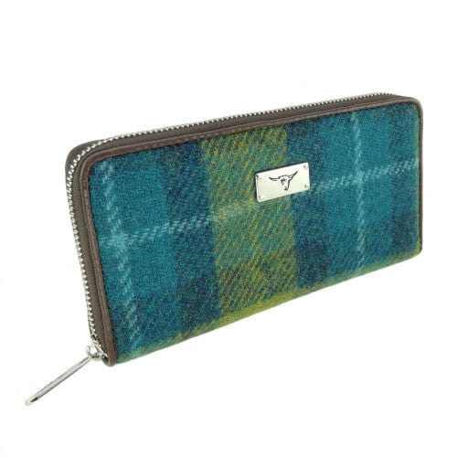MoodCompanyNL - Dames Portemonnee Staffa Zeeblauw en Limegroen - Harris Tweed - muntvak met rits - Glen Appin of Scotland - 5060631379277