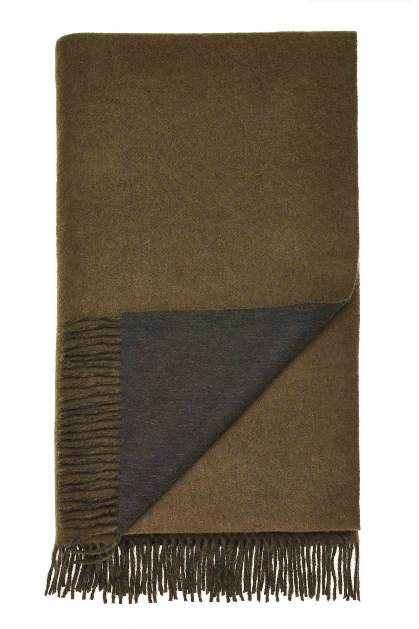 Plaid Double Face Legergroen/Loden - Country Side Collection - Merino Lamswol - 140x185 - Bronte by Moon Scotland