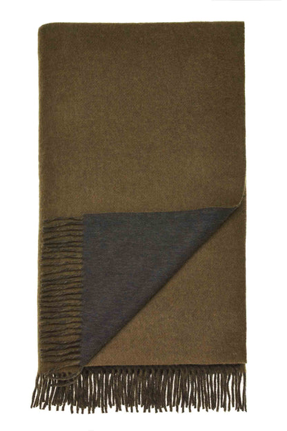 Plaid Double Face Legergroen/Loden - Country Side Collection - Merino Lamswol - 140x185 - Bronte by Moon Scotland