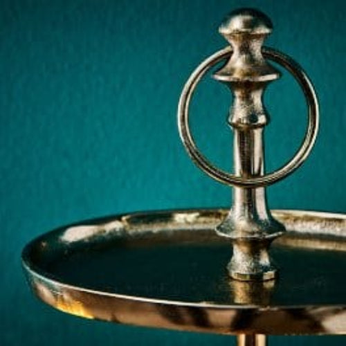 MoodCompanyNL - Etagère Ovaal Warm Goud - Twee - Tier - Aluminium - 29x19,5x31 cm - Werner Voss - 4030673450617