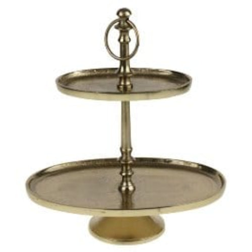 MoodCompanyNL - Etagère Ovaal Warm Goud - Twee - Tier - Aluminium - 29x19,5x31 cm - Werner Voss - 4030673450617