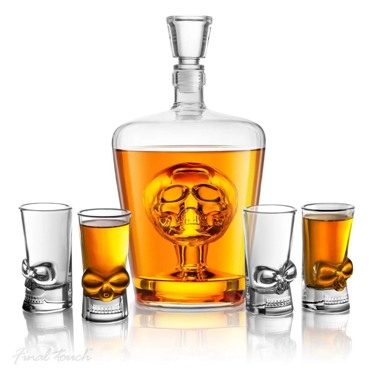 Exclusieve Whiskykaraf met glaasjes - Handgeblazen Karaf met Schedel - Final Touch by MoodCompanyNL