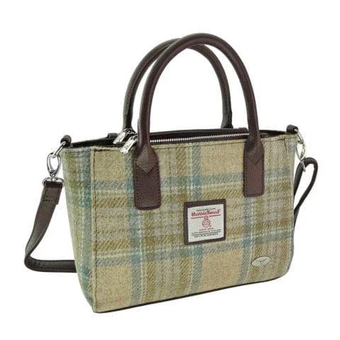 Handtas Brora Beige Stewart en zacht Groen - Ritssluiting - Draagband - Harris Tweed - Glen Appin of Scotland by MoodCompanyNL