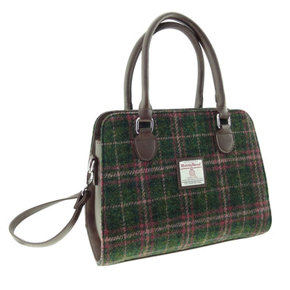 Mood Company - Handtas Findhorn Groen en Roze (Plum) - Stevig - Draagband - Harris Tweed - Glen Appin of Scotland - 5060631376313