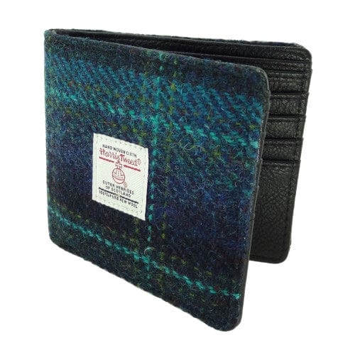Mood Company - Heren Portemonnee Mull Blauw en Turquoise Geruit - Harris Tweed - Glen Appin of Scotland - 5060959020608