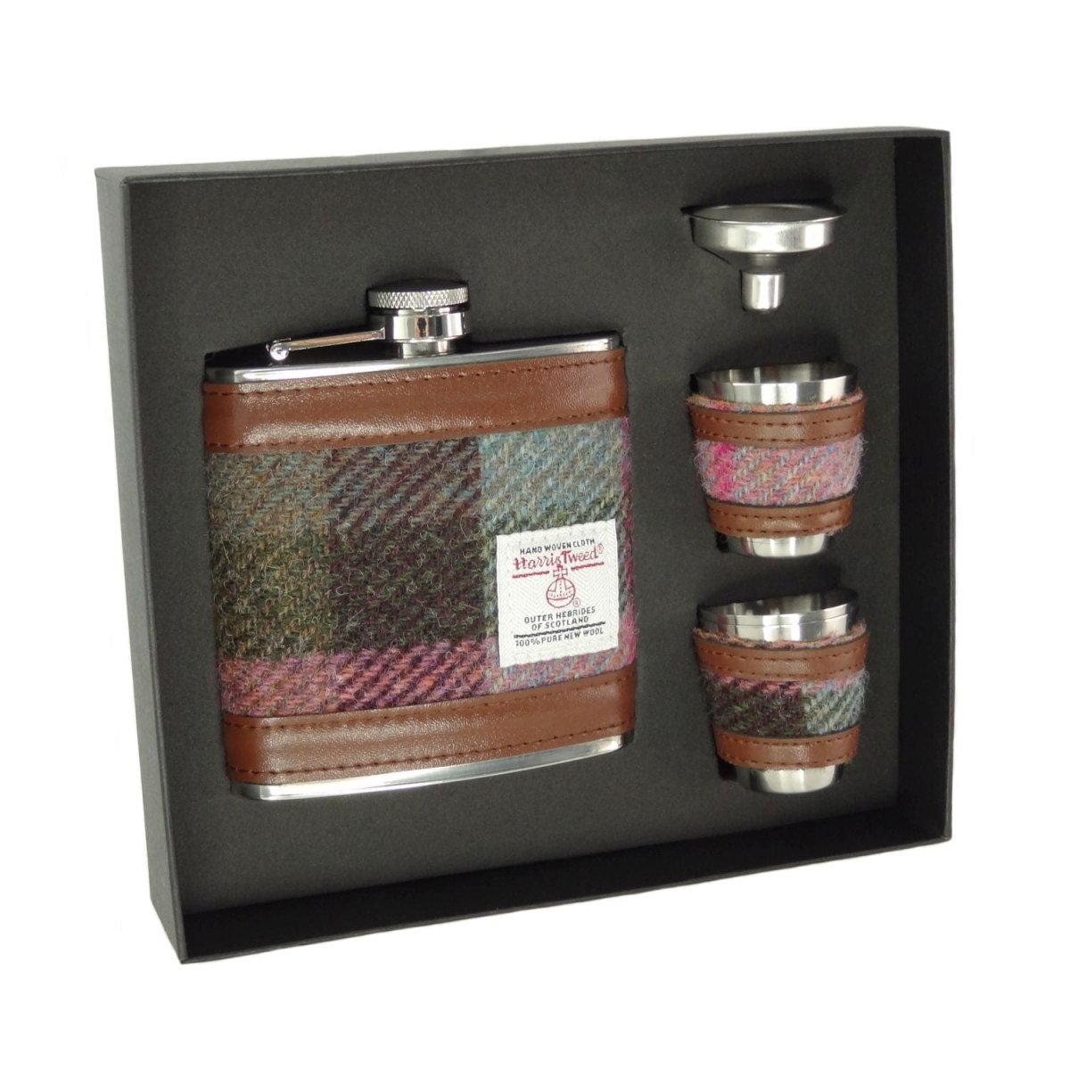 MoodCompanyNL - Heupfles Gedempt Groen & Paars - Luxe Set - Harris Tweed - Glen Appin of Scotland - 5061035011299