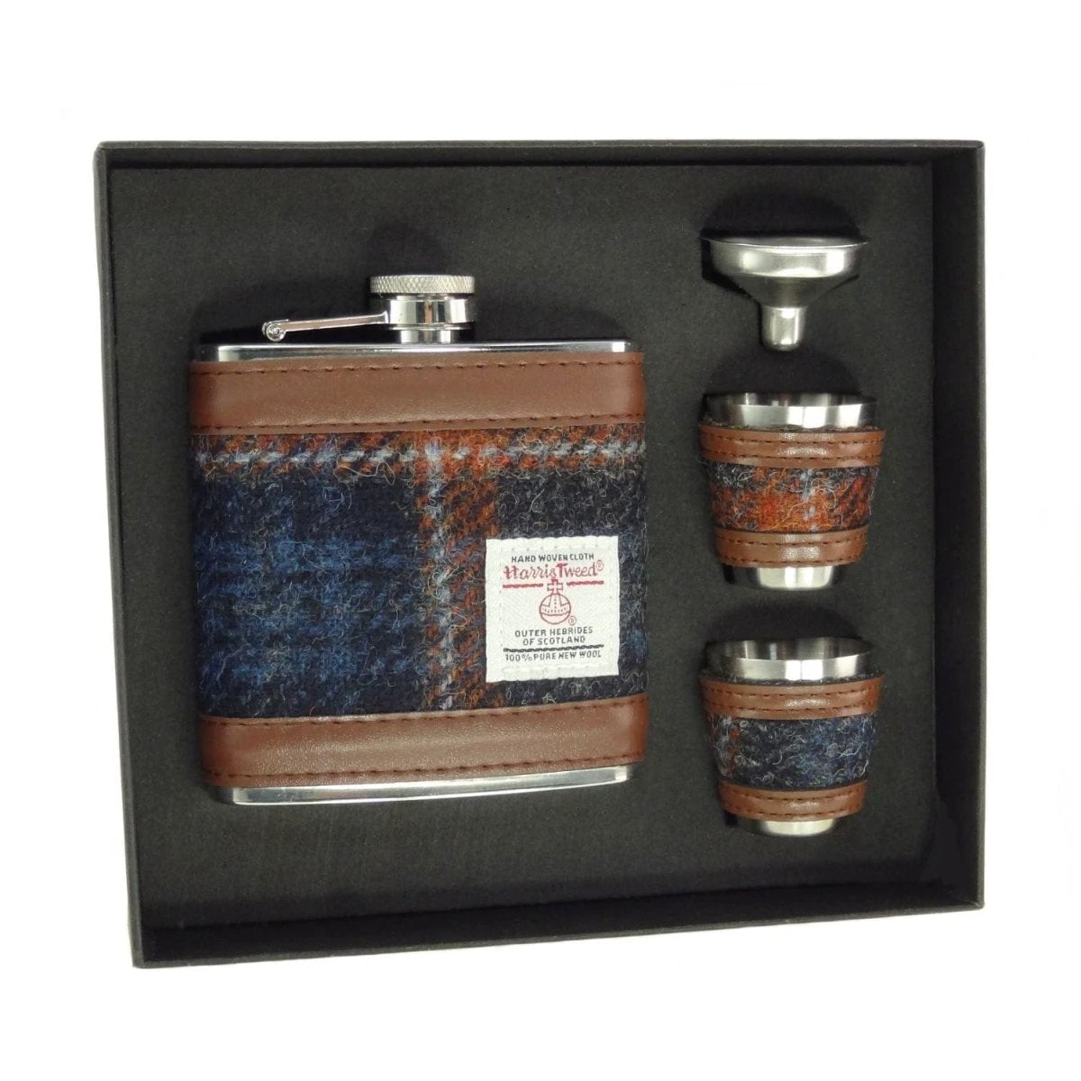 Heupfles Grijs Bruin (Rust) - Luxe Set - Harris Tweed - Glen Appin of Scotland by MoodCompanyNL