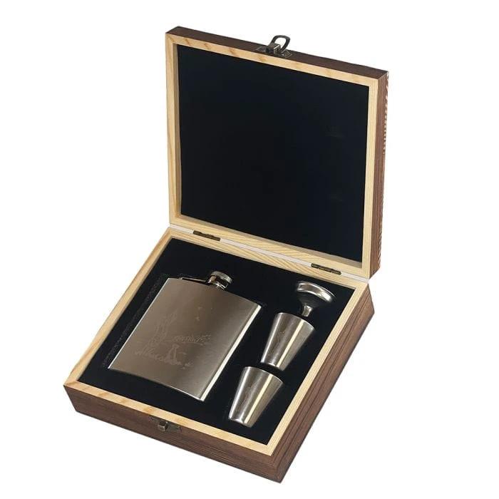 Heupfles Jachtsport - Luxe Set - RVS - Gegraveerd - Selbraehouse Scotland by MoodCompanyNL