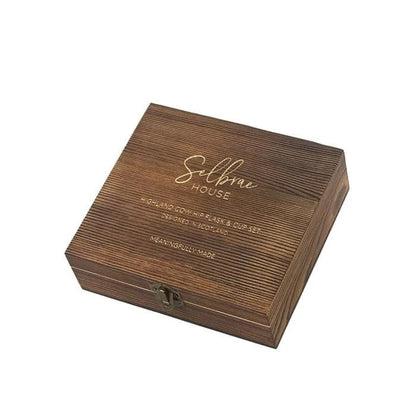 Heupfles Schotse Hooglander - Luxe Set - RVS - Gegraveerd - Selbraehouse Scotland by MoodCompanyNL