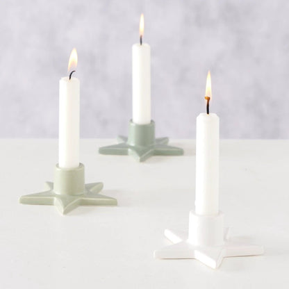 Kaarsen houder - Set van 3 - groen lichtgroen wit- Odessia by Mood4Christmas