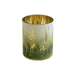 MoodCompanyNL - Kaarsenhouder 'Pines' - groot - Groen/Wit/Goud - Glas - H15 cm - Werner Voss - 4030673522819