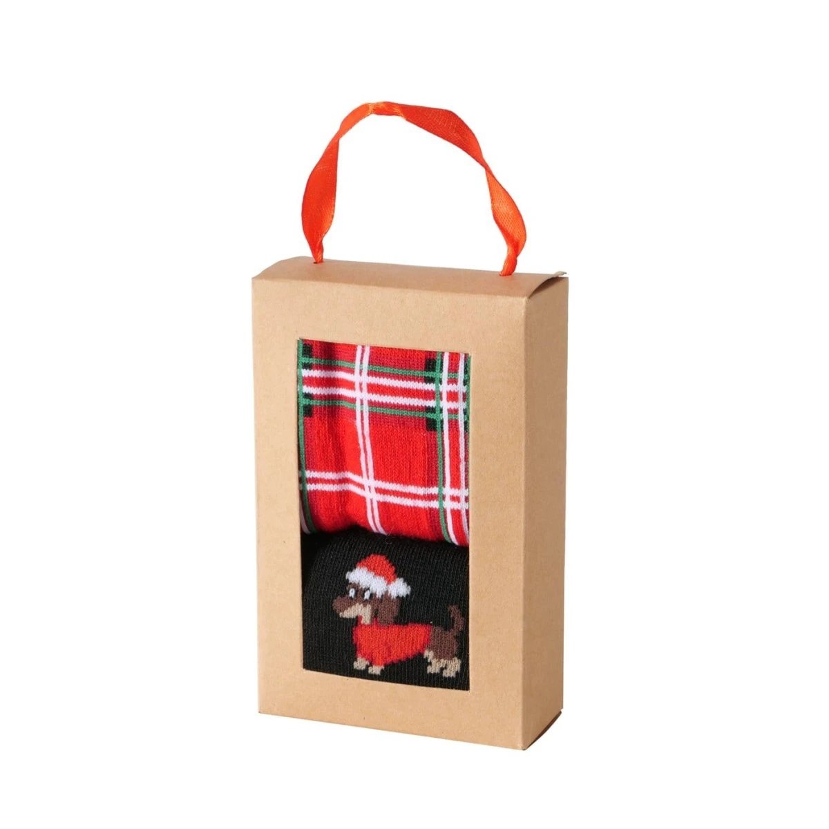 Kerst sokken in geschenkverpakking - tartan - one size - Boltze by Mood4Christmas