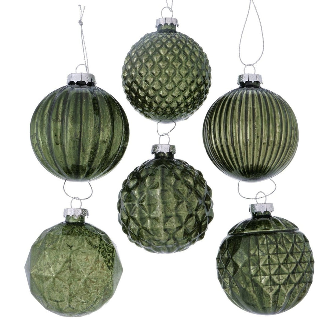 MoodCompanyNL - Kerstballen groen metallic - glas - set van 6 - 8 cm - Boltze - 4066076243389