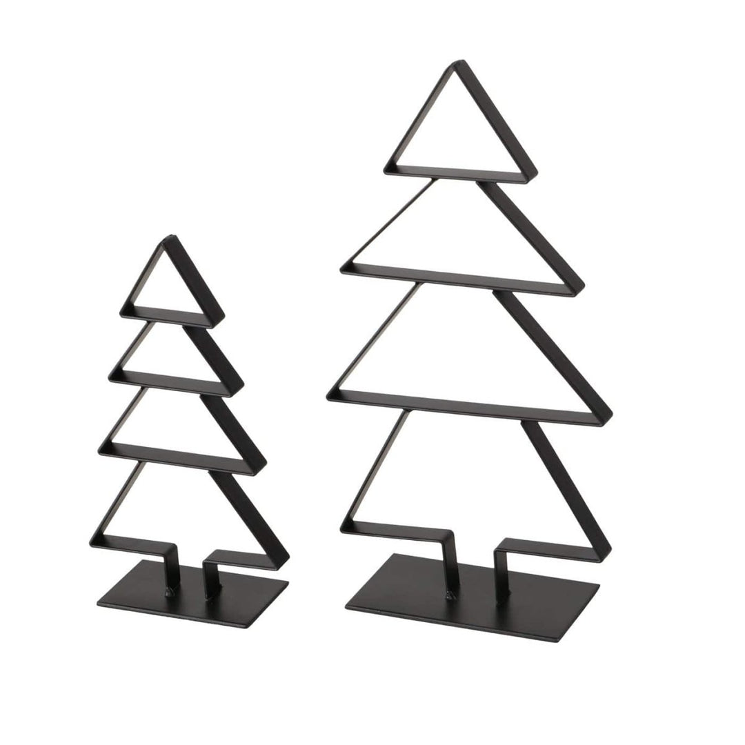 MoodCompanyNL - Kerstbomen set zwart metaal - 23 cm en 16,5 cm hoog - set van 2 - 4066076461059