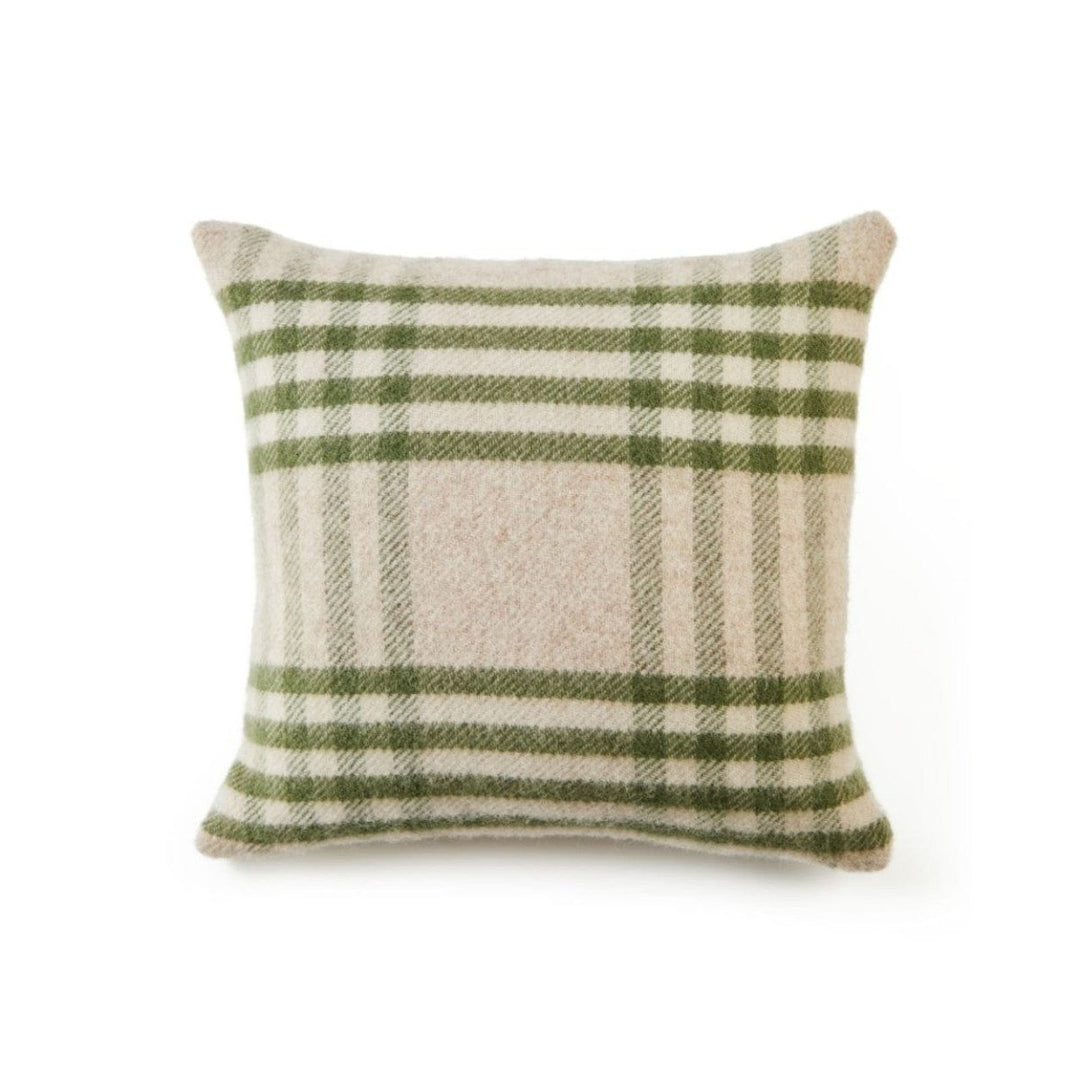 MoodCompanyNL - Kussen Grote Ruit Groen (Hex Check Olive) - Nieuw Wol - 50x50 - Tweedmill UK - 5060958300978