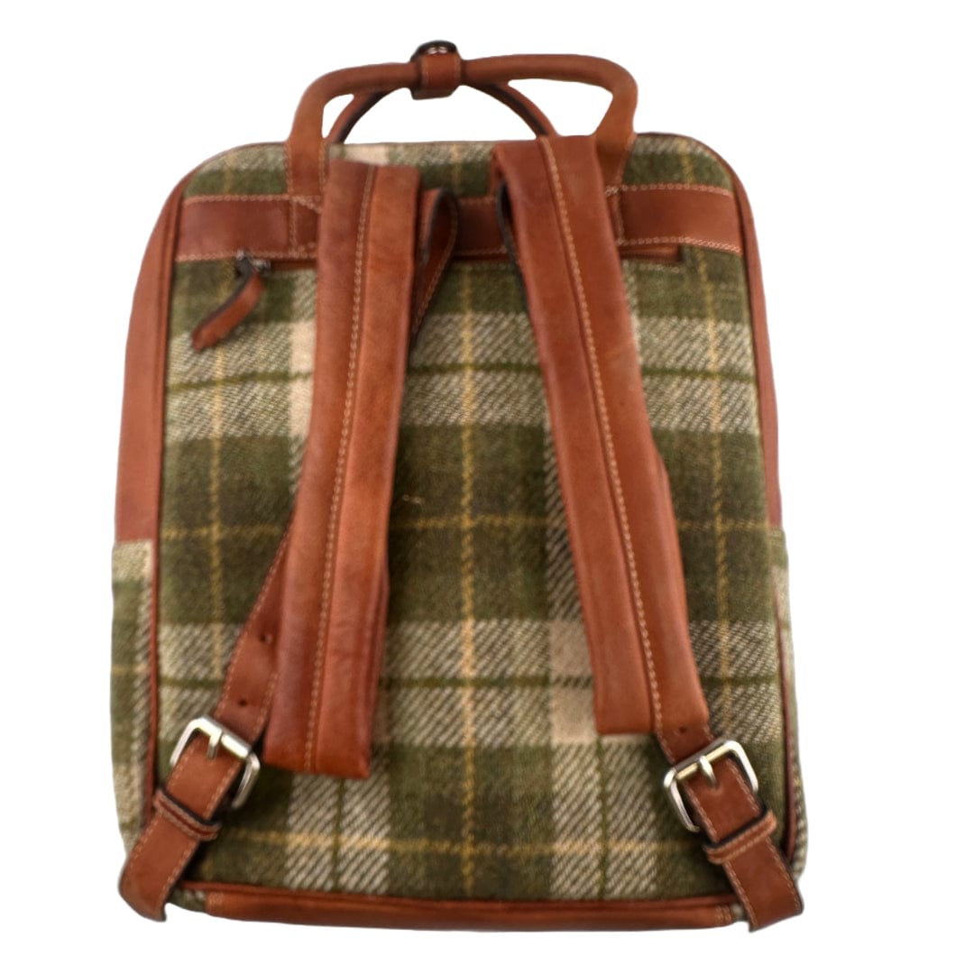 MoodCompanyNL - Large Rugzak Groen Tartan & Leer | Stevig & Stijlvol | Das Impex - 5056703022837