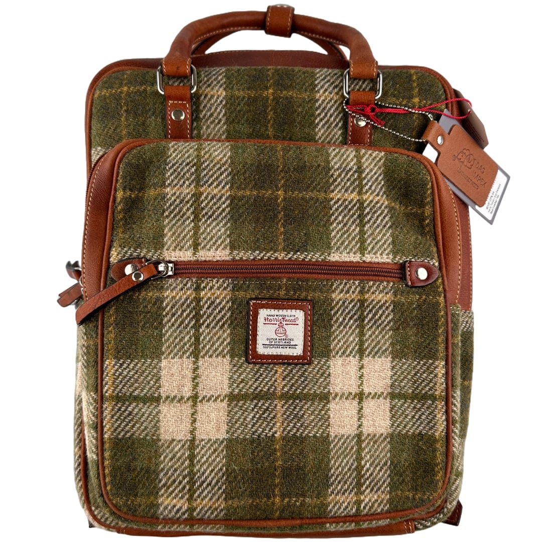 MoodCompanyNL - Large Rugzak Groen Tartan & Leer | Stevig & Stijlvol | Das Impex - 5056703022837