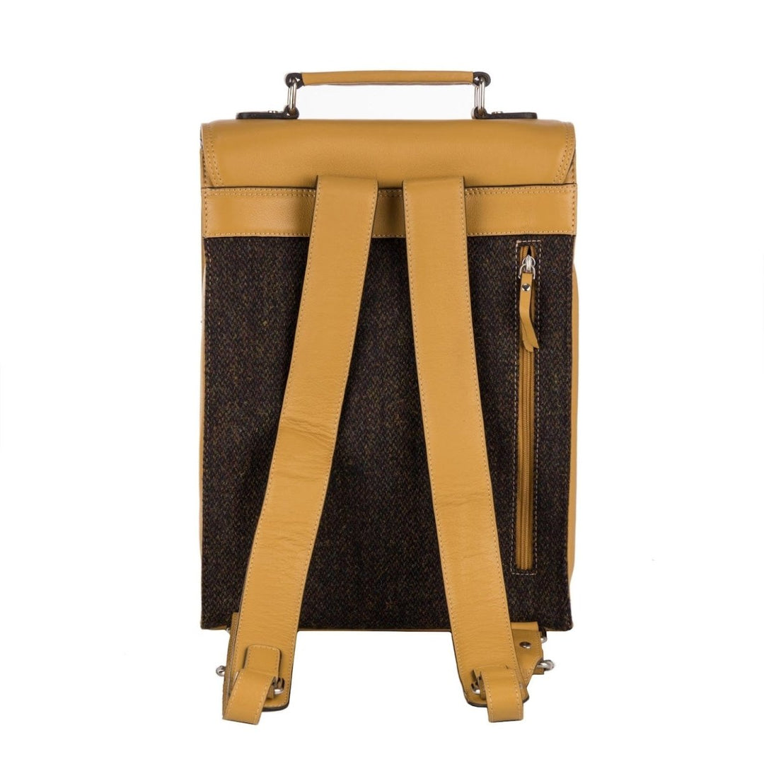 MoodCompanyNL - Large Rugzak Tweed & Geel Leer | Laptopvak & Stijl | Das Impex - 5056703015952