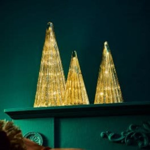 MoodCompanyNL - LED kerstboom goud - glas - met lampjes - 33 cm hoog - Werner Voss - 4030673523540