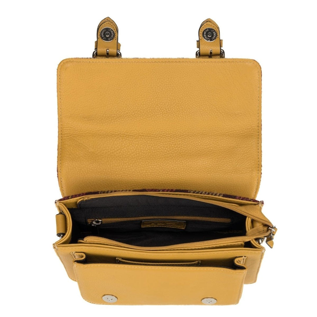 MoodCompanyNL - Medium Satchel Geel Tartan & Geel Leer | Das Impex - 5058703022707