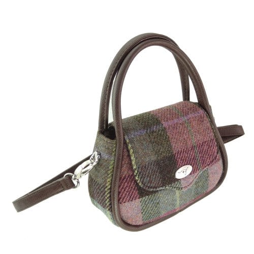 MoodCompanyNL - Mini Handtas Buchan Gedempt Groen & Paars Tartan - 20 x 14 x7 - Schouderband - Harris Tweed - Glen Appin of Scotland - 5061035011817