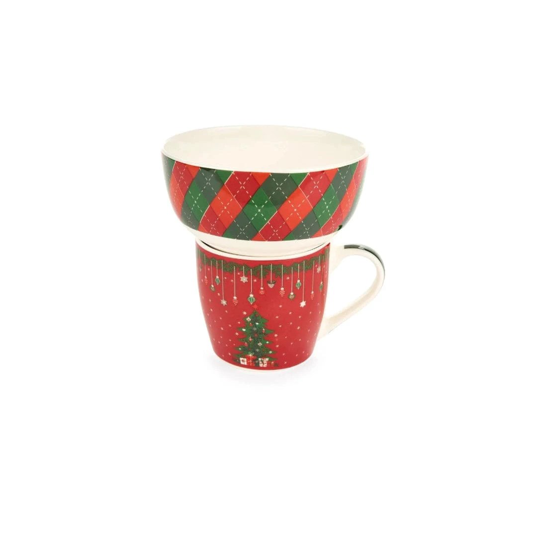 Mok en schaaltje - winter - 480 ml - 2 varianten - Nuvole di Stoffa by MoodCompanyNL