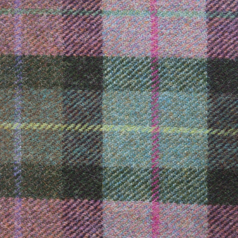 Mood_Company Brillenetui Gedempt Groen en Paars  - Harris Tweed - Metalen Clip - Glen Appin of Scotland Sjaals