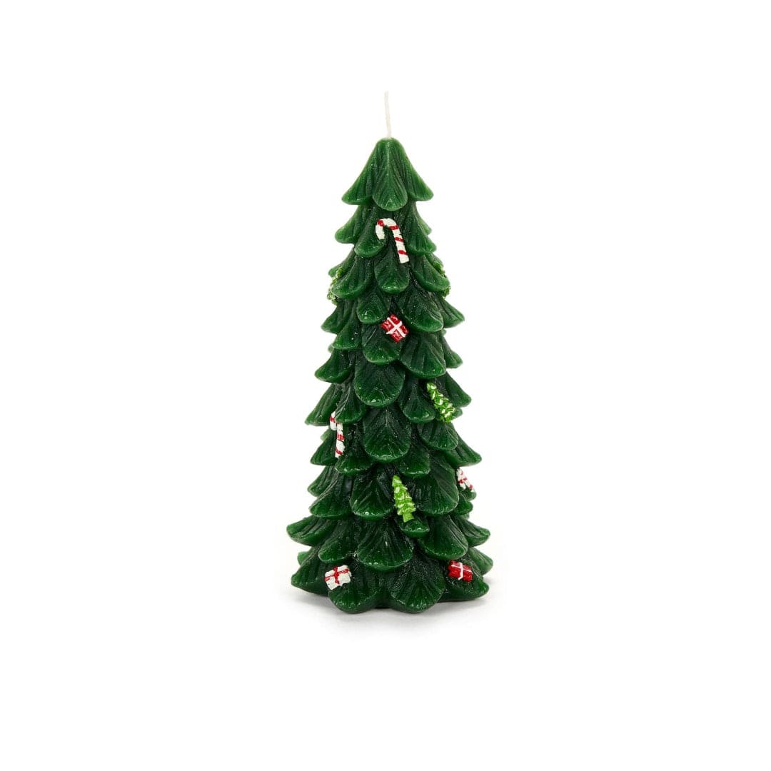 Mood_Company Kaars kerstboom groen met candy- 20 cm hoog - Nuvole di Stoffa