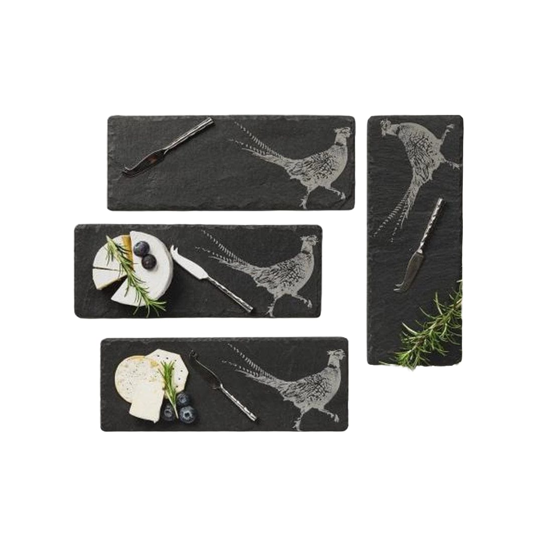 Mood_Company Kaasplankjes Fazant - 4 stuks met mesjes - Cadeauset - Just Slate Company Scotland