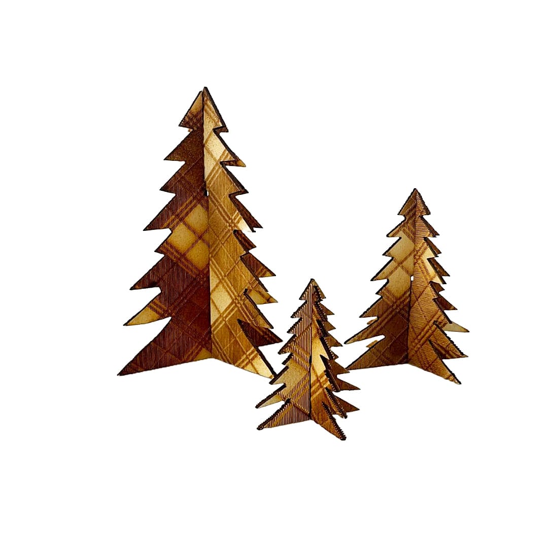 Mood_Company Kerstbomen hout tartan - 3 stuks - Caroline Wolff Murray