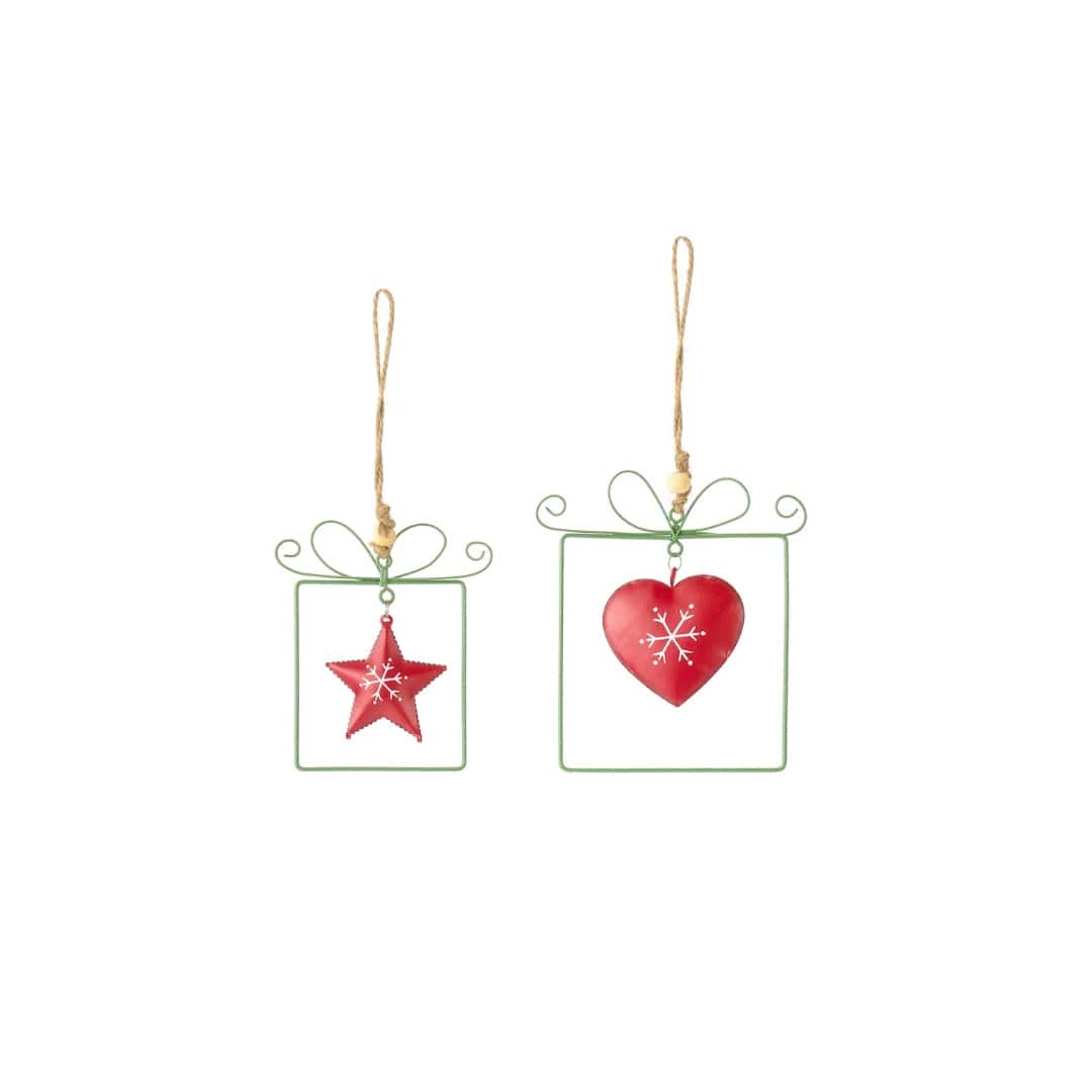 Mood_Company kerstboomhanger metaal - set van 2 - rood en groen - 10 en 13 cm - nuvole distoffa