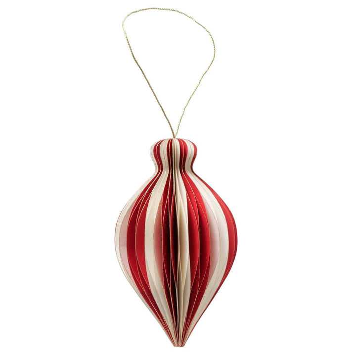 Mood_Company Papieren kerstboomhanger - wit - rood - 12,5 cm