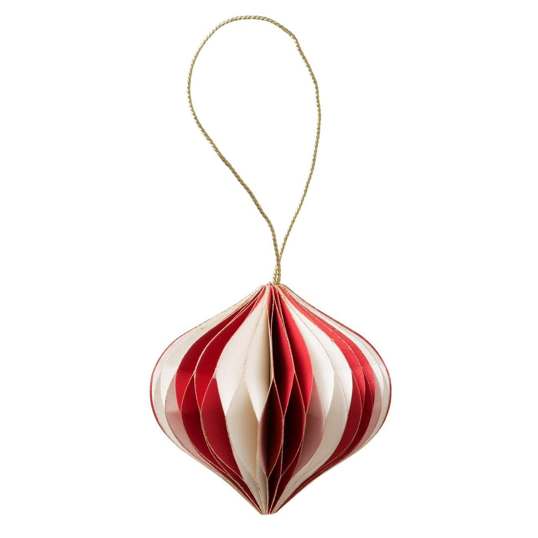 Mood_Company Papieren kerstboomhanger - wit - rood - 6,4 cm hoog