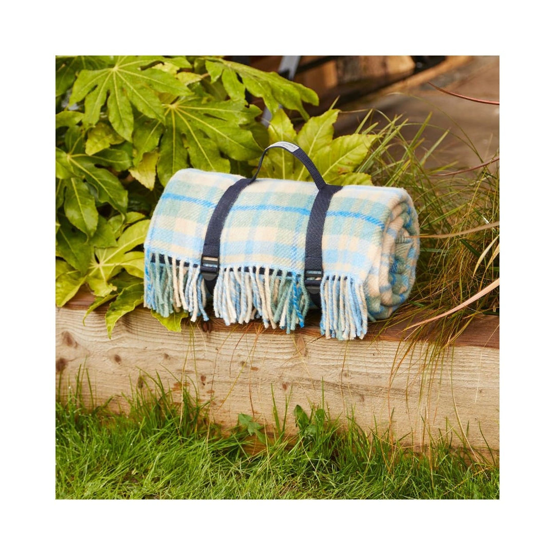 Mood_Company Picknickkleed Polo Cottage Blauw - Wol - Waterdicht - 145x183cm - Tweedmill