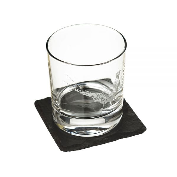 Mood_Company Whiskyglas Fazant met leistenen onderzetter