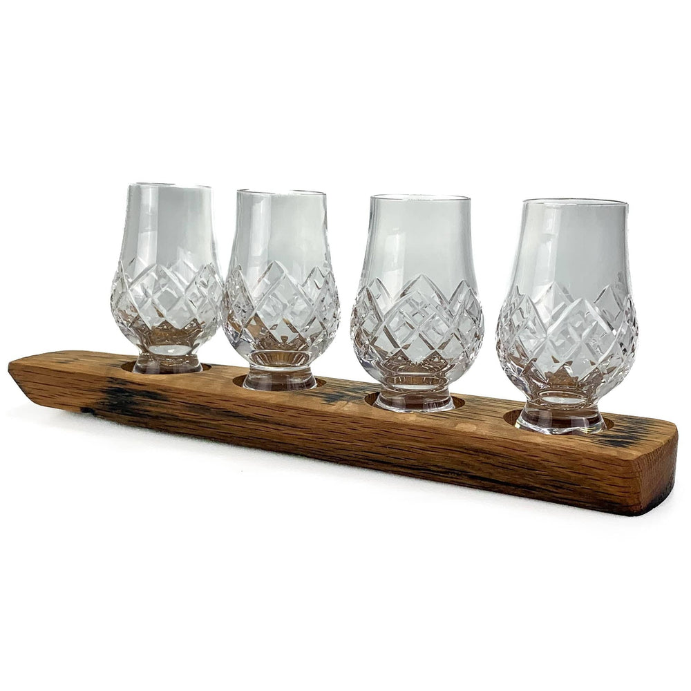 Mood_Company Whiskyglashouder met 4 Glencairn CUT whiskyglazen