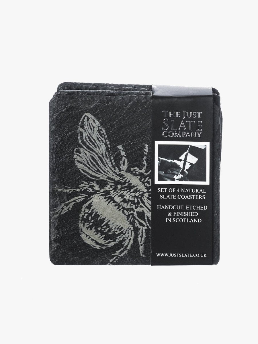 MoodCompanyNL - Onderzetters BIJEN - Gegraveerd - Leisteen - Just Slate Company Scotland - 5060718712140