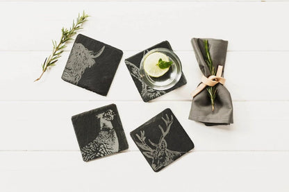 Onderzetters Country Animals - Gegraveerd - Leisteen - Just Slate Company Scotland by MoodCompanyNL