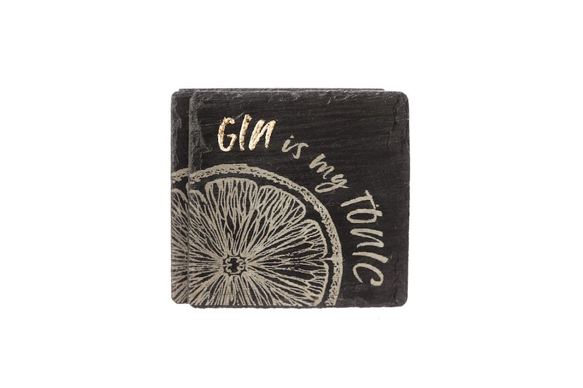 MoodCompanyNL - Onderzetters GIN IS MY TONIC - Gegraveerd - Leisteen - Just Slate Company Scotland - 5060718710832