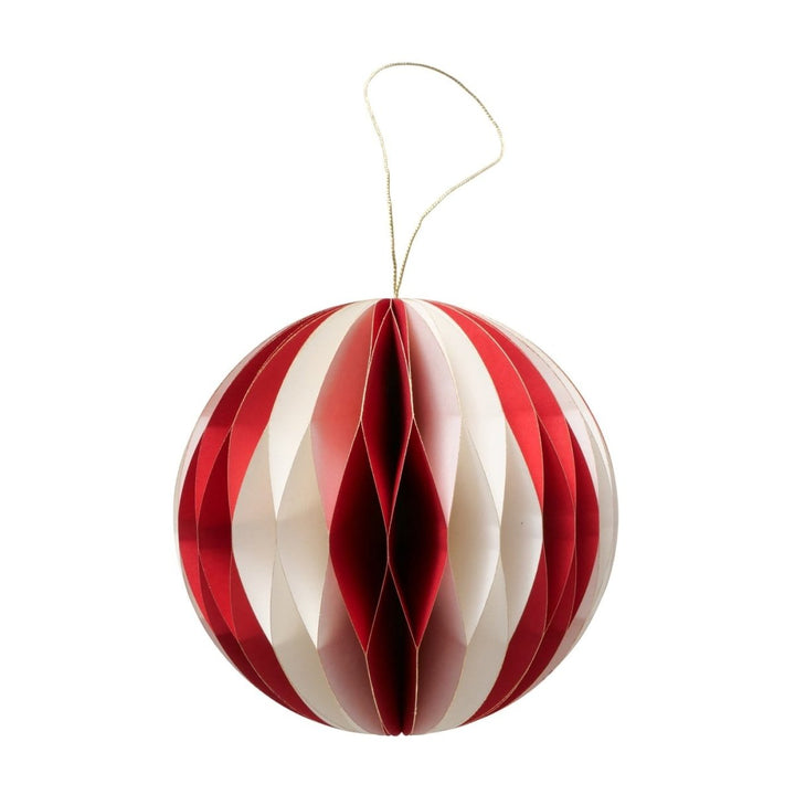 MoodCompanyNL - Papieren kerstbal - wit - rood - 12,7 cm - Boltze - 4066076446674