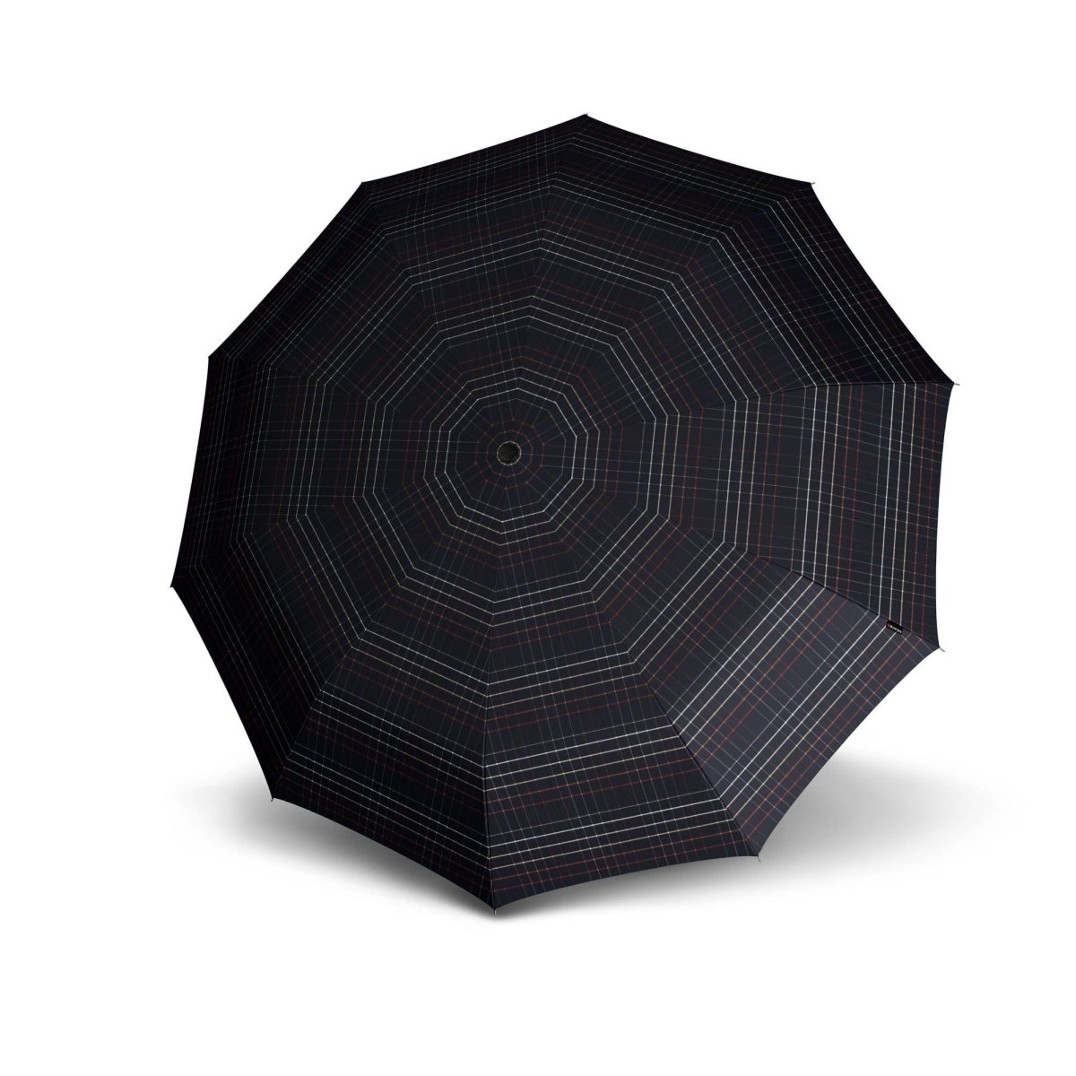 MoodCompanyNL - Paraplu Knirps Geruit Zwart met houten handvat - T771 - Dsn 111 cm - Lengte 90 cm - Knirps - 9003034286137