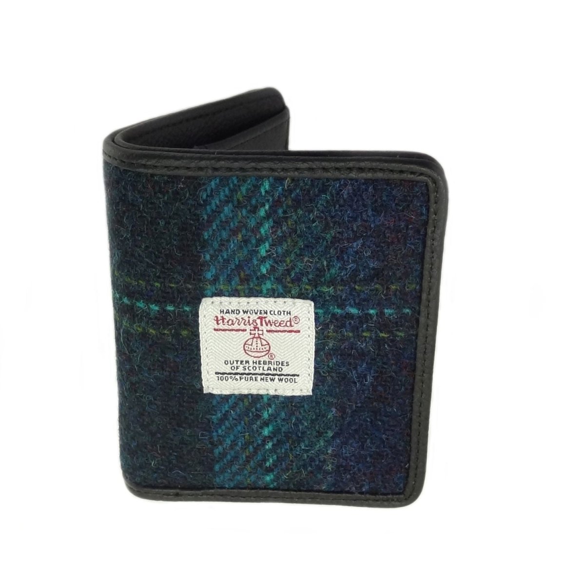 Mood Company - Pasjeshouder Lewis Blauw met Turquoise - Harris Tweed - Glen Appin of Scotland - 5060959028048