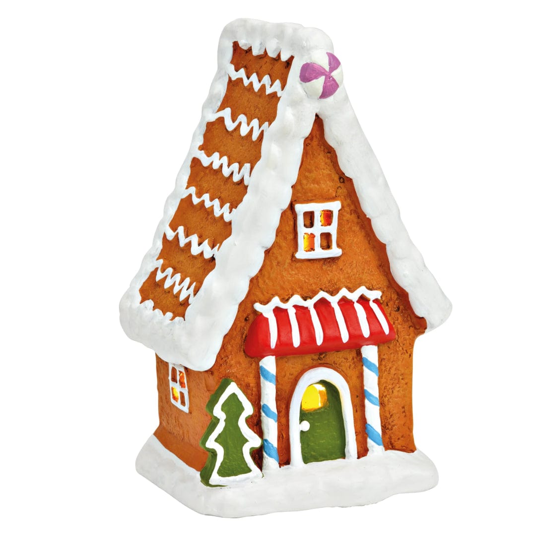 Mood Company - Peperkoekhuisje met LED - bruine terracotta - (B/H/D) 12x21x10cm - Wurm - 4007698588946