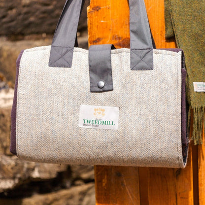 MoodCompanyNL - Picknickkleed Leisure Visgraat Grijs - Fleece - Waterdicht - 137x137cm - Tweedmill - 5060674575568